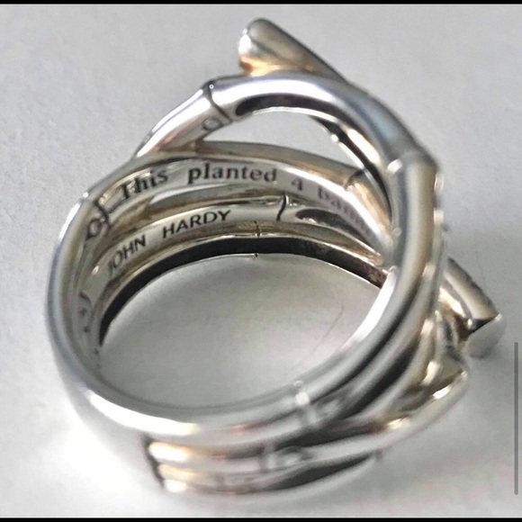 ๐ธ๐ธ๐ธ SOLD ๐ธ๐ธ๐ธ JOHN HARDY 925 Silver Bamboo Pave Diamond Ring - Picture 2 of 7